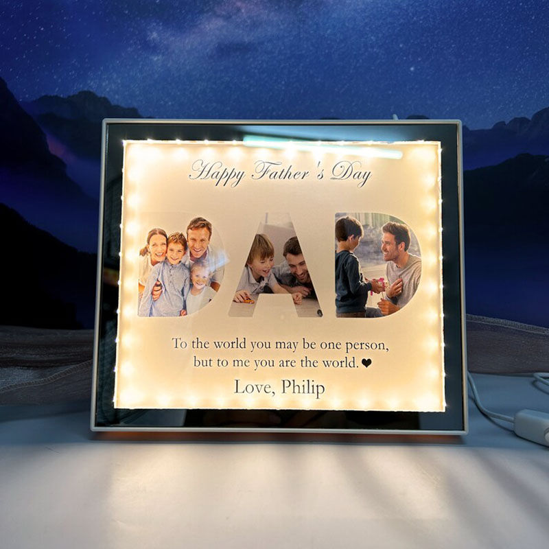 Personalized Picture Mirror Lamp Wonderful Gift for Dad