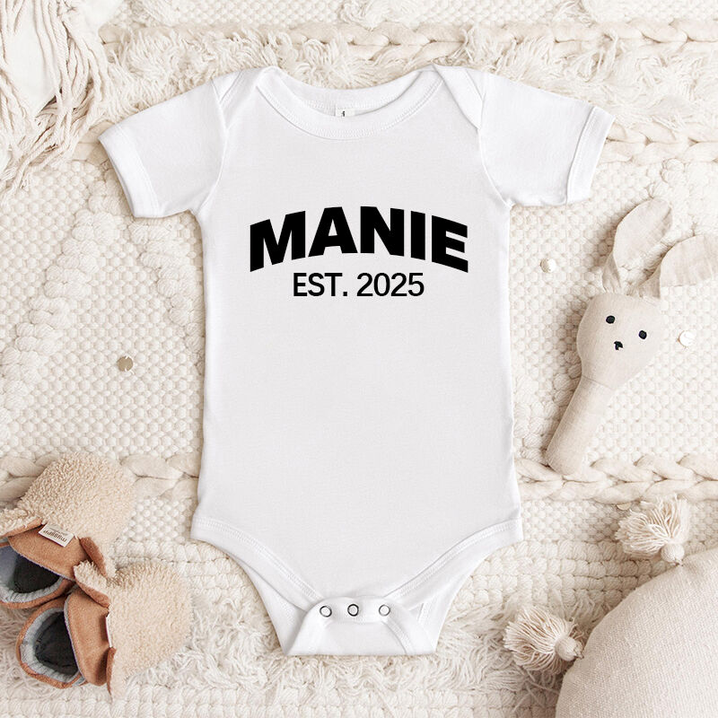 Personalized Baby Onesie Custom Name and Due Date Simple Design Perfect Baby Shower Gift for Family