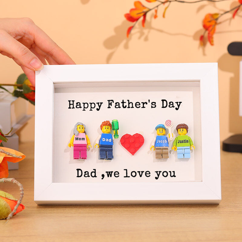 Personalized Building Block Minifigure Photo Frame Special Gift for Dad