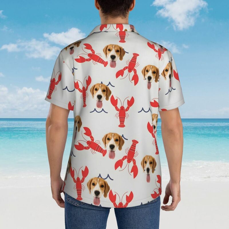 Personalized Hawaiian Shirt with Lobster Print Summer Casual Shirt Holiday Gift for Pet Lovers