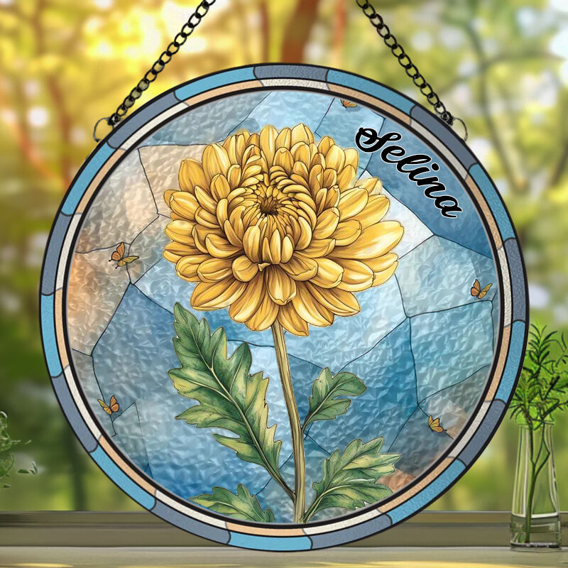 Atrapasueños colgante de vitral personalizado, regalo de flores de cumpleaños personalizado para amigos