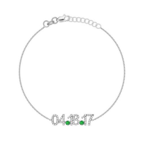 Personalized Diamond Date Bracelet with Birthstone
