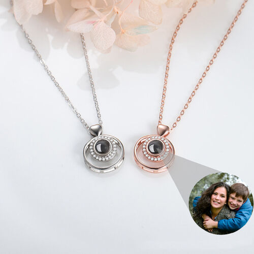 Personalized Photo Projection Necklace- To Family-Family Heart