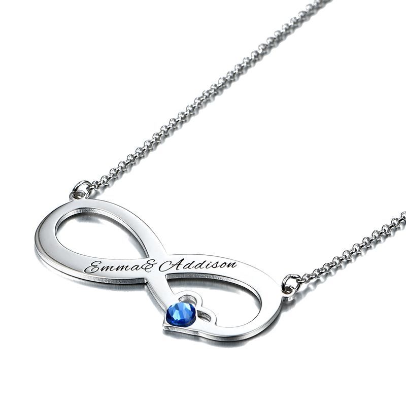 Memorial Personalized Infinity Necklace With Birthstone