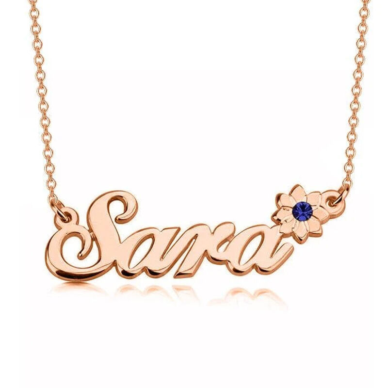 "Beautiful Flowers" Name Necklace With Birthstone