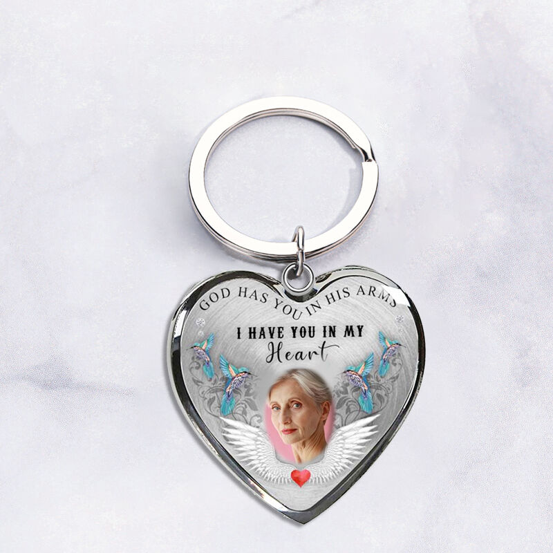 "God Has You In His Arms" Custom Photo Keychain