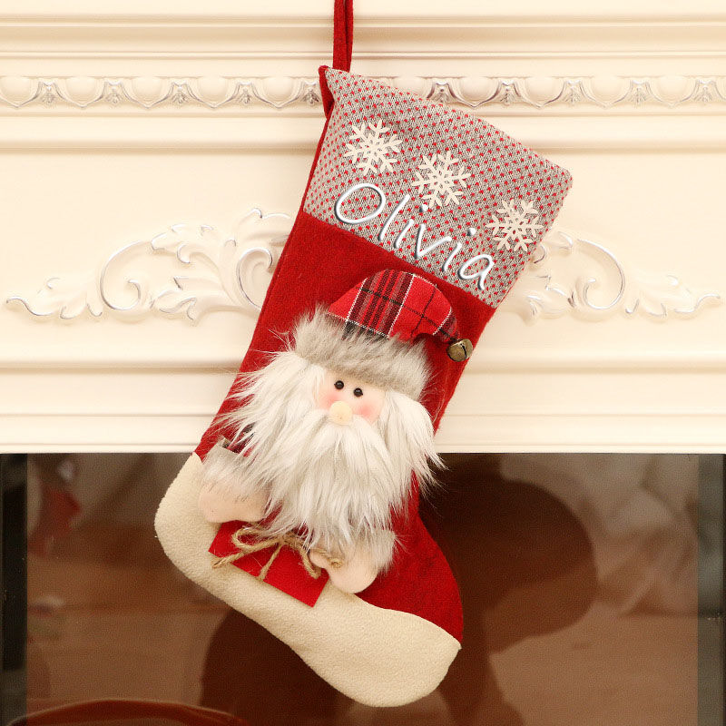 Calcetines navidad chimenea personalizado de Papá Noel rojo de regalo para mujer