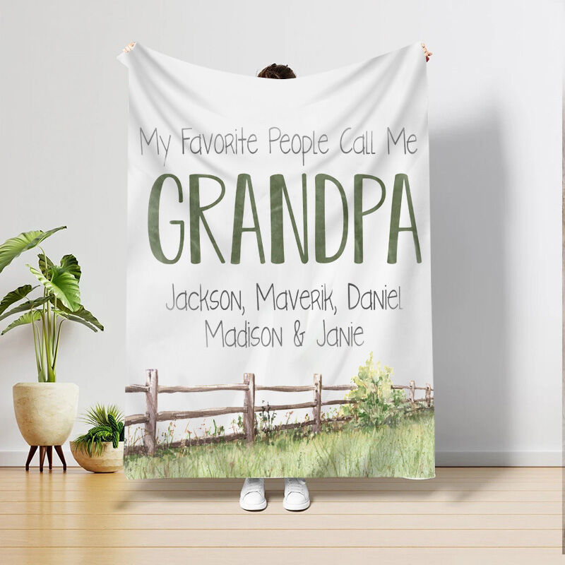 Personalized Name Blanket Farm Pattern Gift for Grandpa