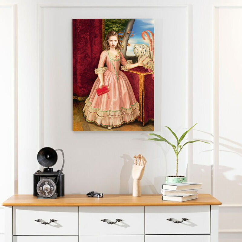 "The Pink Princess" Customized Head Photo Personalized  Vintage Royal Portrait