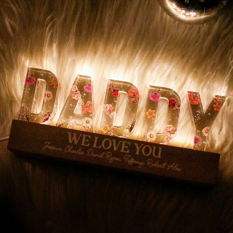 Personalized Led Lights Customized Birthday Flowers Father's Day Gift