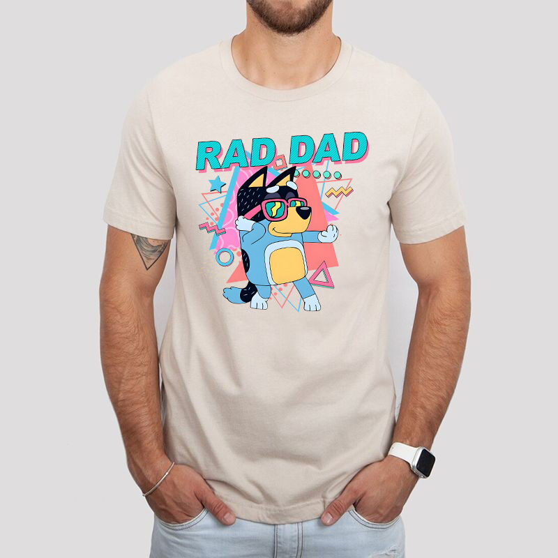 Personalized T-shirt Funny Bluey Rad Dad Pattern Design Attractive Gift for Dear Father