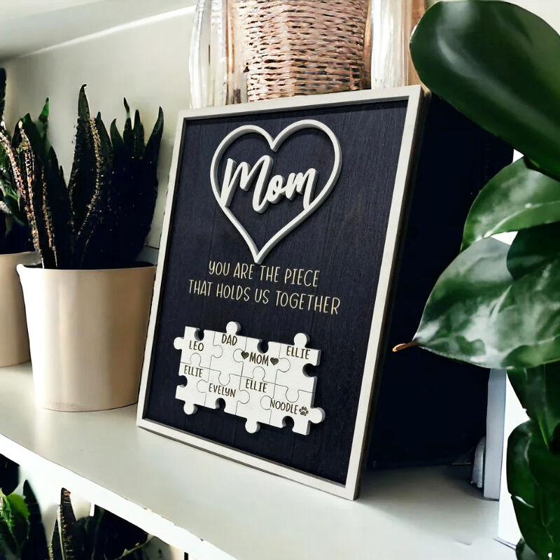 Personalized Name Puzzle Frame Mom You Are The Piece That Holds Us Together Retro Style Gift for Dear Mom