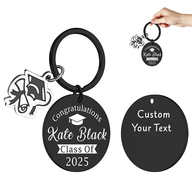 Personalized Metal Keychain Customized Name and Year Graduation Gift for Friends