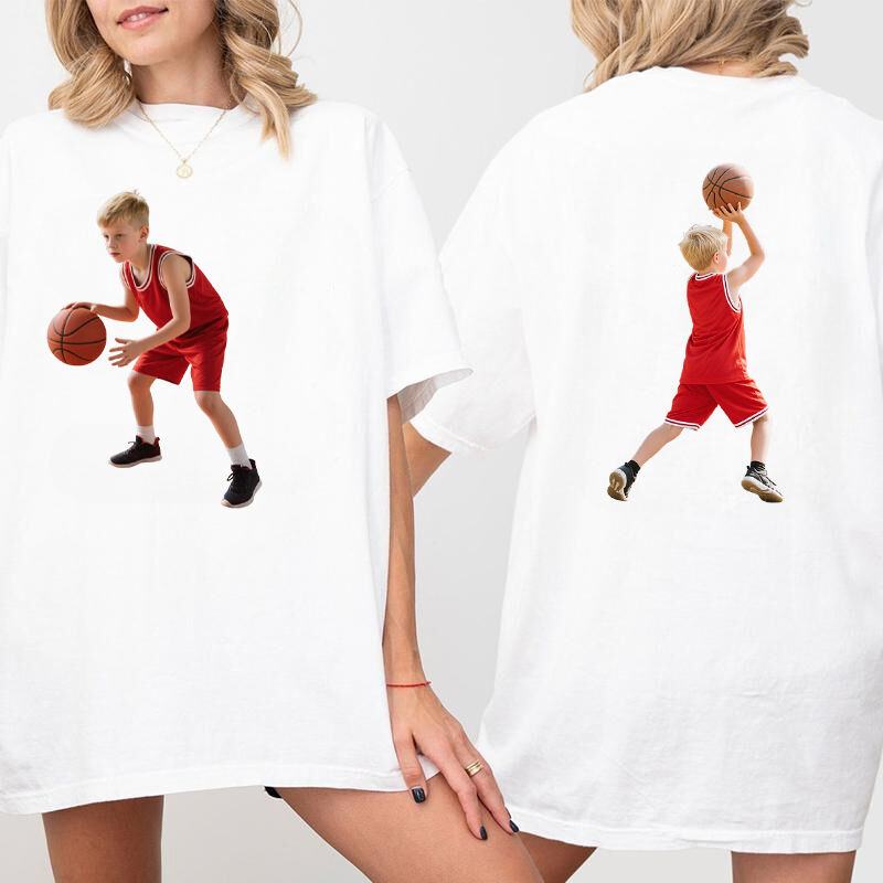 Personalized T-shirt Custom Front and Back Photos Capture The Moments Perfect Gift for Mom Sports Lovers