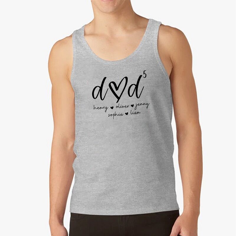 Personalized Tank Top Custom Dad with Kids Names Design Attractive Father's Day Gift