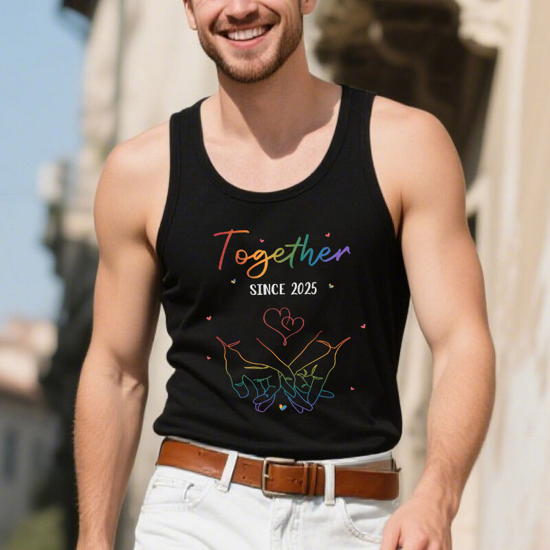 Personalized Tank Top Love Freely Hold Your Hand Rainbow Design Attractive Gift for Lovers