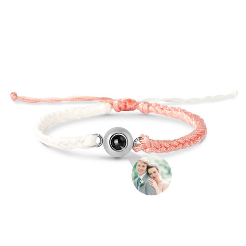 Bracelet de projection d'image personnalisé rose et blanc pour femme et homme Cadeau