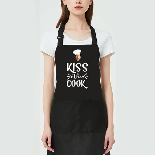 Custom Photo Apron Warm Gift for Family "Kiss the Cook"