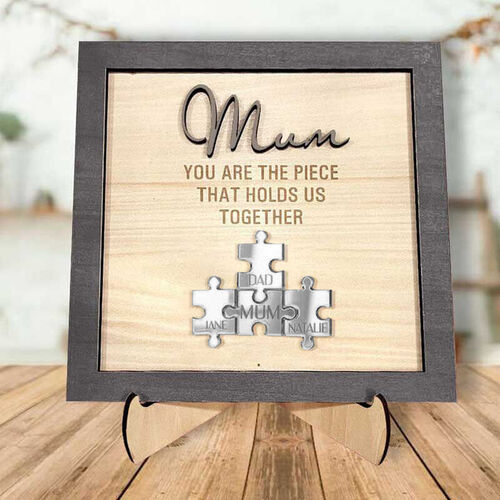 Personalisierte Name Puzzle-Rahmen "Du bist das Stück, das uns zusammenhält" für Muttertag Geschenk
