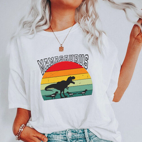 Personalisiertes T-Shirt Mamasaurus mit individuellem Namen für die liebe Mutter