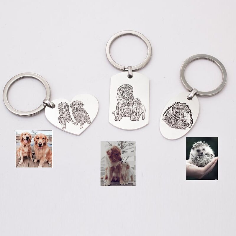 Llavero personalizado con foto para mascotas en forma de corazón