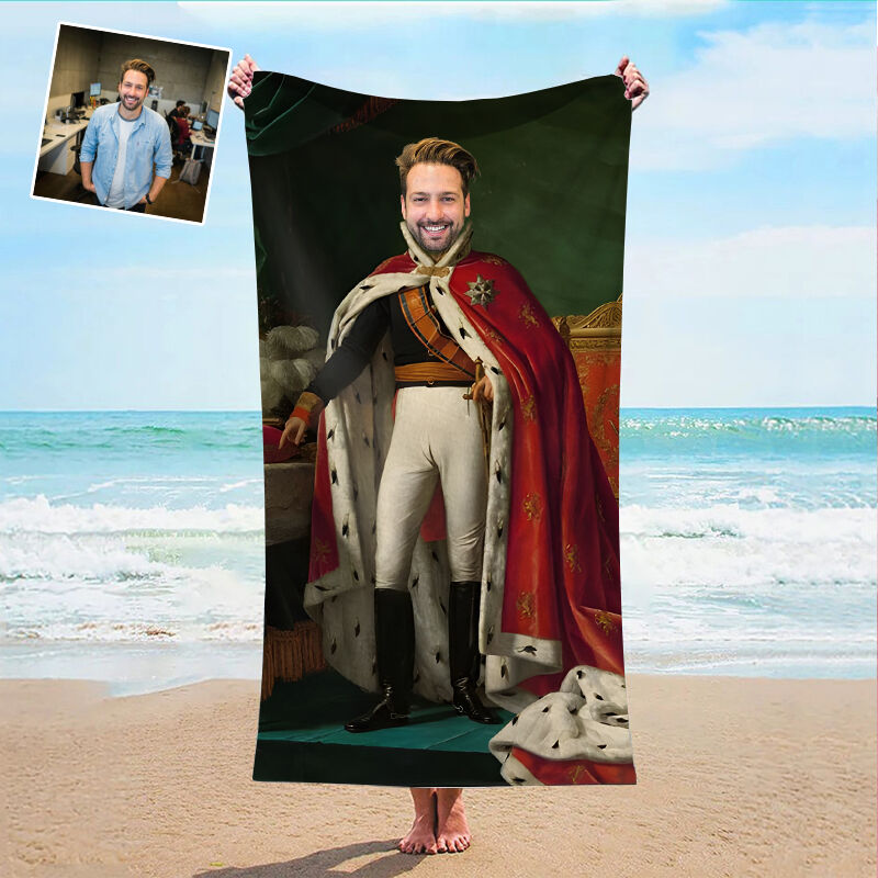 Personalized Picture Bath Towel with Handsome Duke Unique Design Gift for Friend