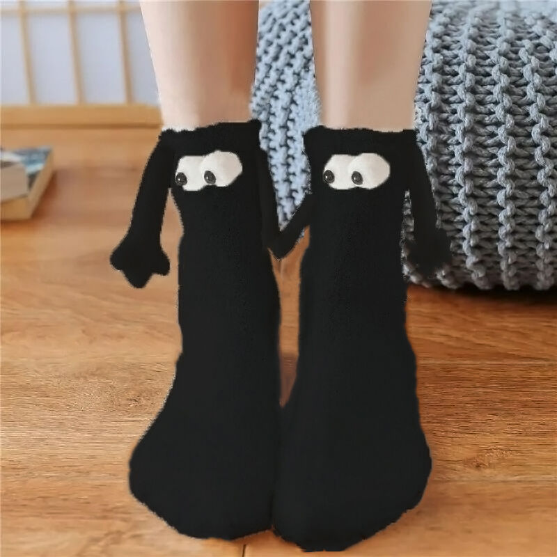 Schlichte Hand in Hand Socken mit großen Augen Muster lustiges Geschenk für Paare