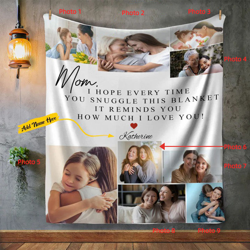 Personalized Picture Blanket Precious Present for Mom “It Reminds You How Much I Love You"