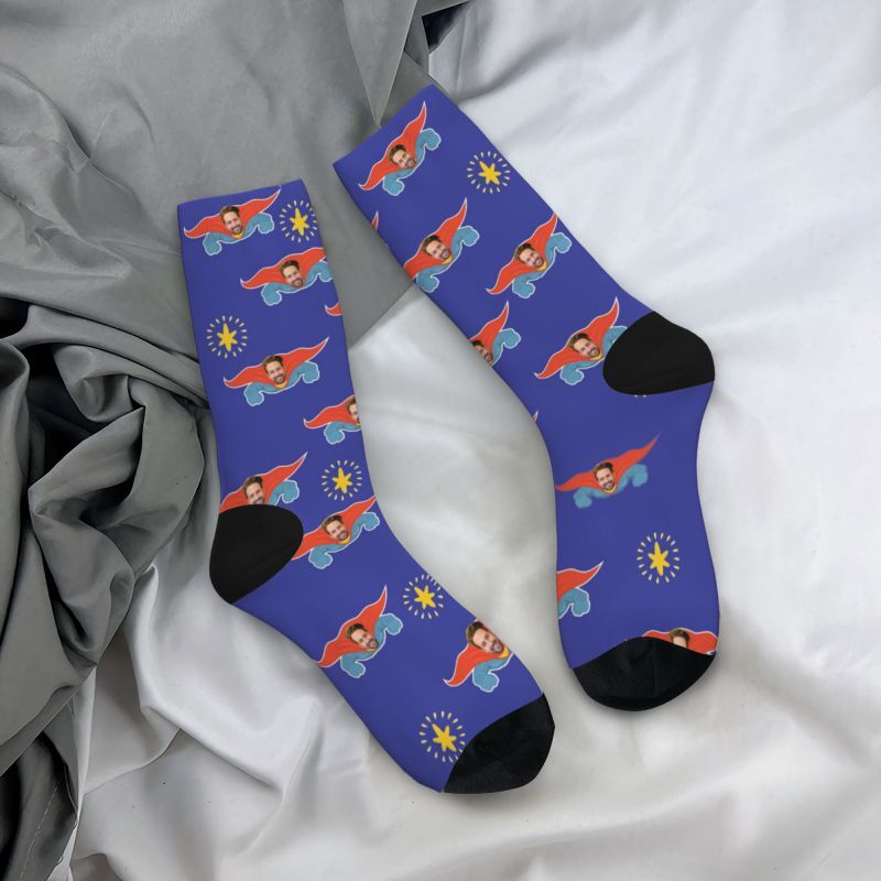 "Super Dad" Custom Photo Comfortable Soft Socks