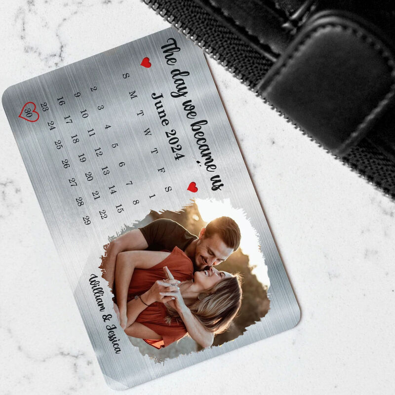 Personalized Aluminum Wallet Card Custom Calendar Commemorative Gift For Anniversary