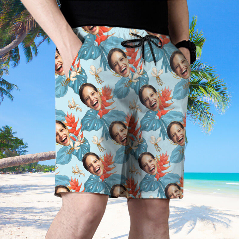 Personalisierte Foto Herren Strandshorts mit einzigartigem Blumenmuster Stilvolles Geschenk für einen Freund