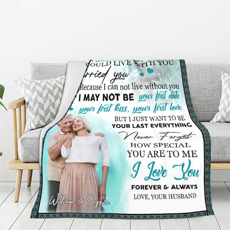 Personalized Picture Blanket Unique Design Gift for Wife "I Could Live With You"