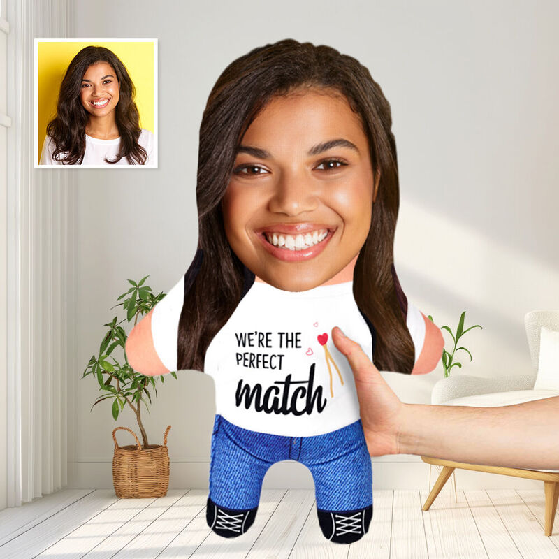 Niestandardowa poduszka ze zdjęciem "We're the Perfect Match" na Walentynki dla par