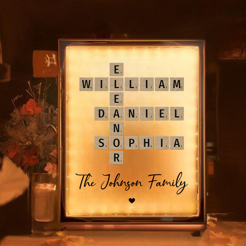 Personalized Name Scrabble Mirror Lamp Best Gift for Dear Family