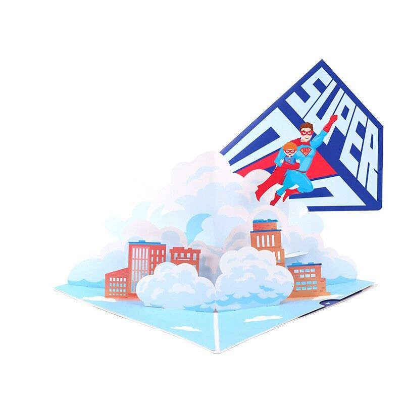 3D Pop Up-kort Super Dad Cool Superman Design Attraktiv present till fars dag