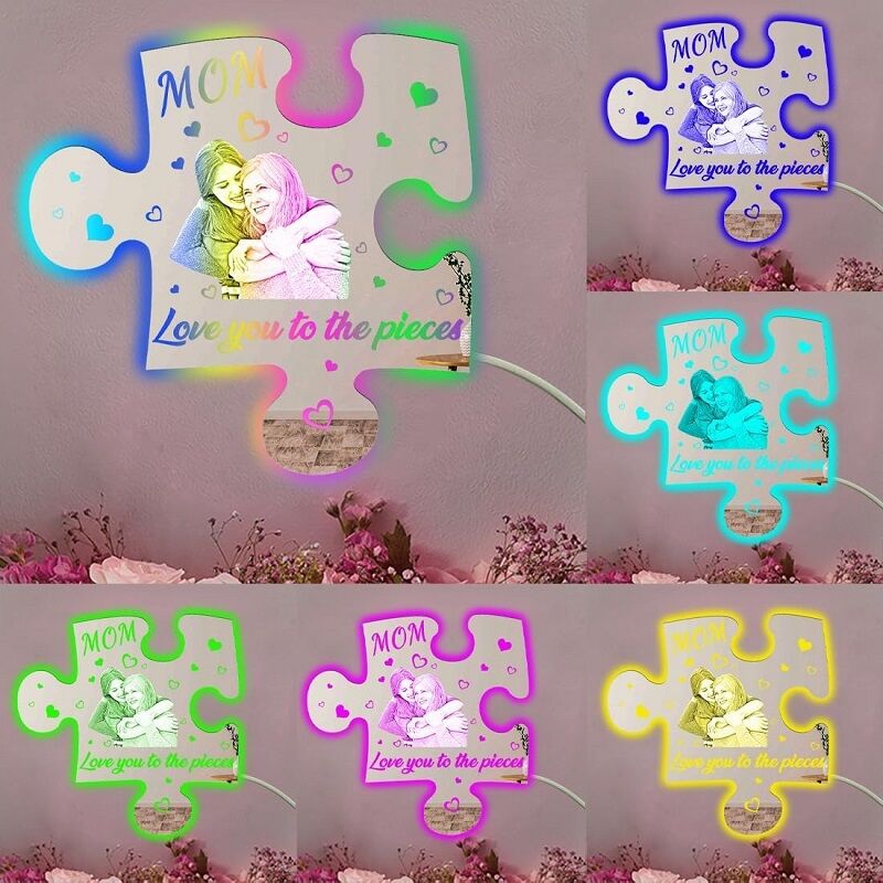 Personalized Jigsaw Mirror Light Customized Photo Mother's Day Gift