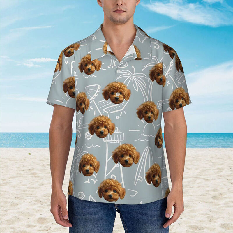 Personalisiertes Hawaiihemd mit Skizze Sonnenschirm Einfaches Sommeroberteil für Männer