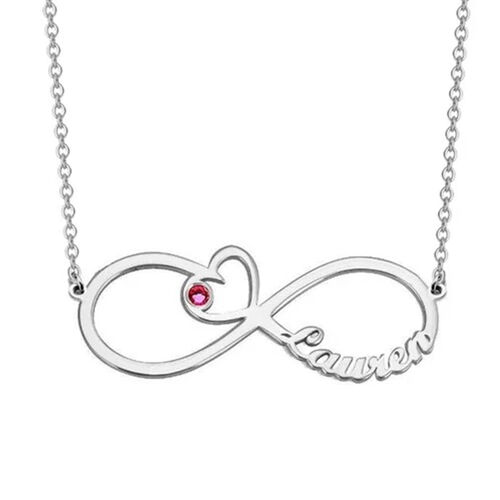 "Forever Memory" Personalized Infinity Necklace With Birthstone