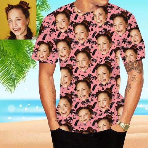Benutzerdefinierte Gesicht Feder & Baum Hawaii T-Shirt