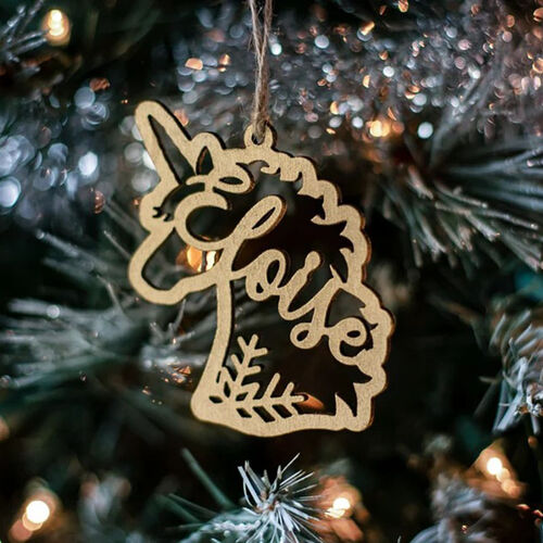 Decorazioni e Addobbi Natale per Albero Personalizzati con Nome a Forna di Unicorno