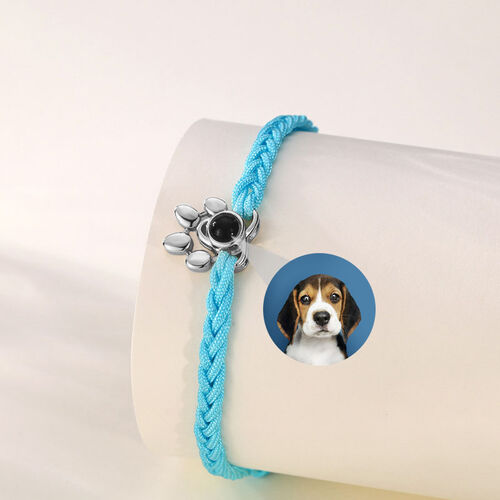 Personalized Claw Photo Projection Bracelet with Blue String for Pet