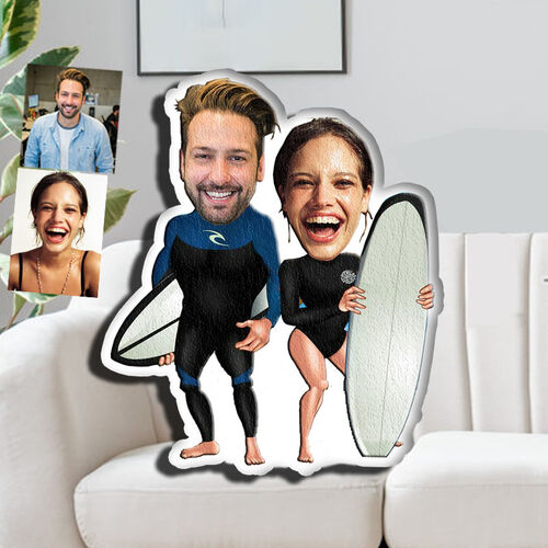 Custom Face Pillow Surf 3D Portrait Personalized Photo Pillow Funny Gifts for Couple