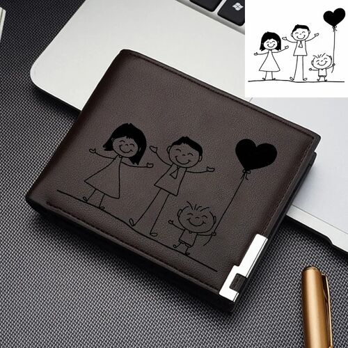 Custom Hand Drawing With Text Men's Wallet Best Gift Christmas For Dad