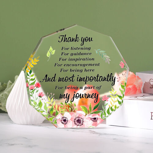 Beautiful Present"Thank You for Listening" Nonagonal Acrylic Plaque