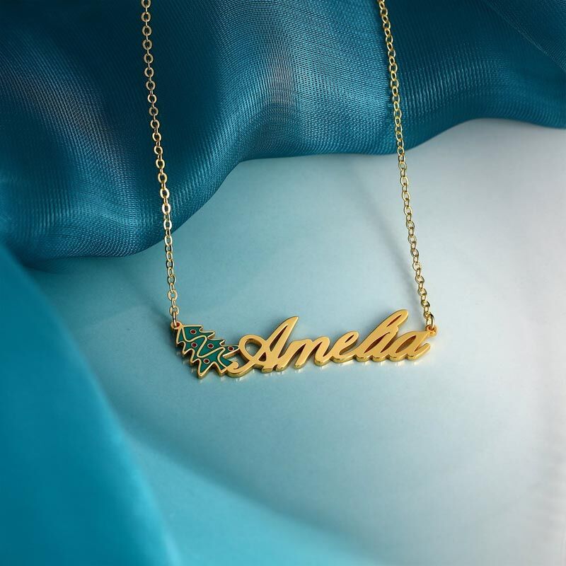 Personalized Christmas Tree Name Necklace