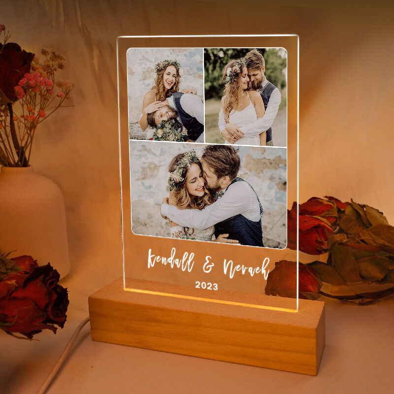 Personalized Picture And Engraving Lamp Simple Present for Family