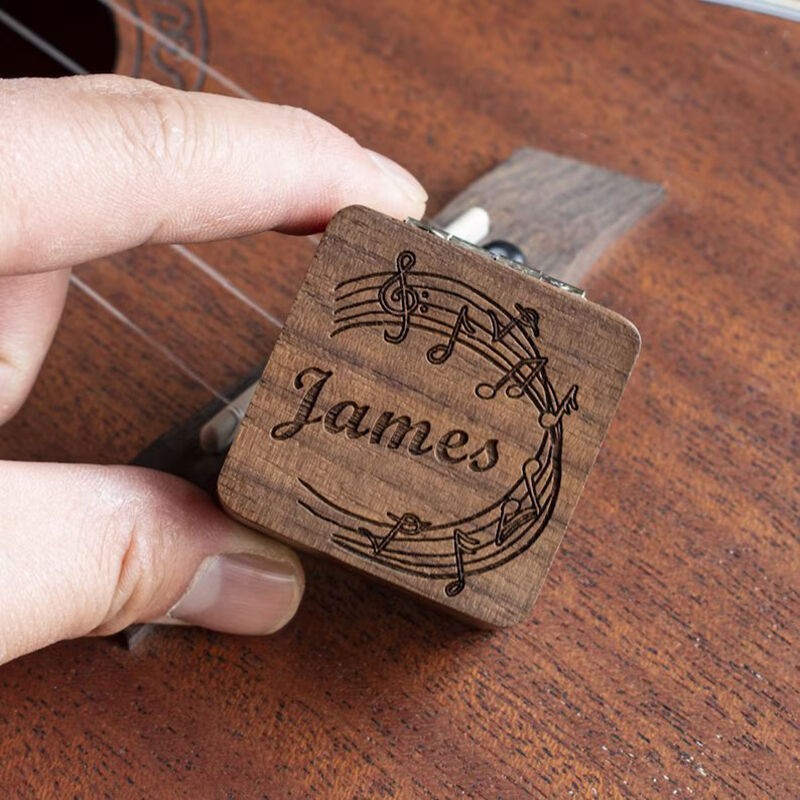 Personalisierte hölzerne Gitarren-Plektren-Box mit Noten lustiges Geschenk für die beste Person