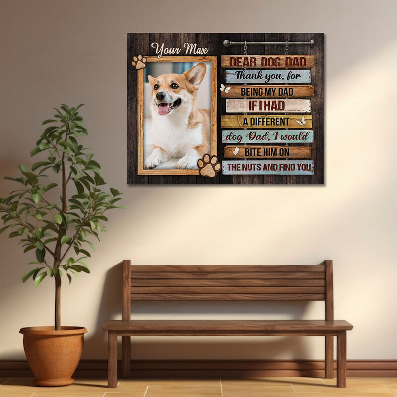 Personalized Picture Canvas Wall Art Funny Gift for Dog Dad