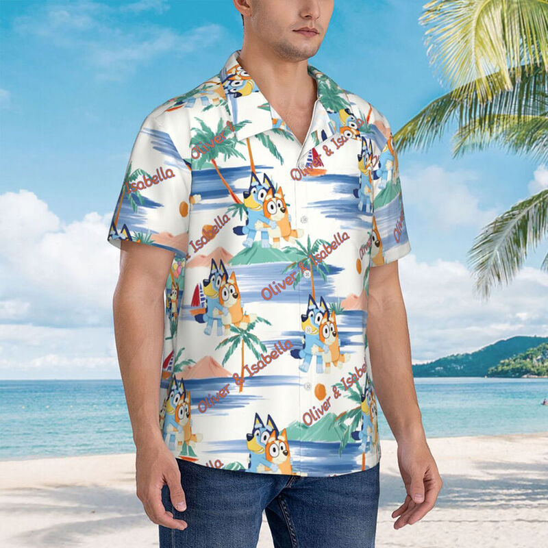 Customized Name Hawaiian Shirts Family Parent-Child Shirts Sisters Unisex for Mom and Dad