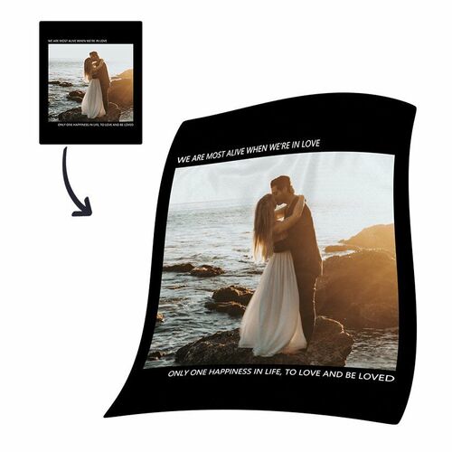 Personalized Photo Coral Fleece Blanket For My Love with Engraving